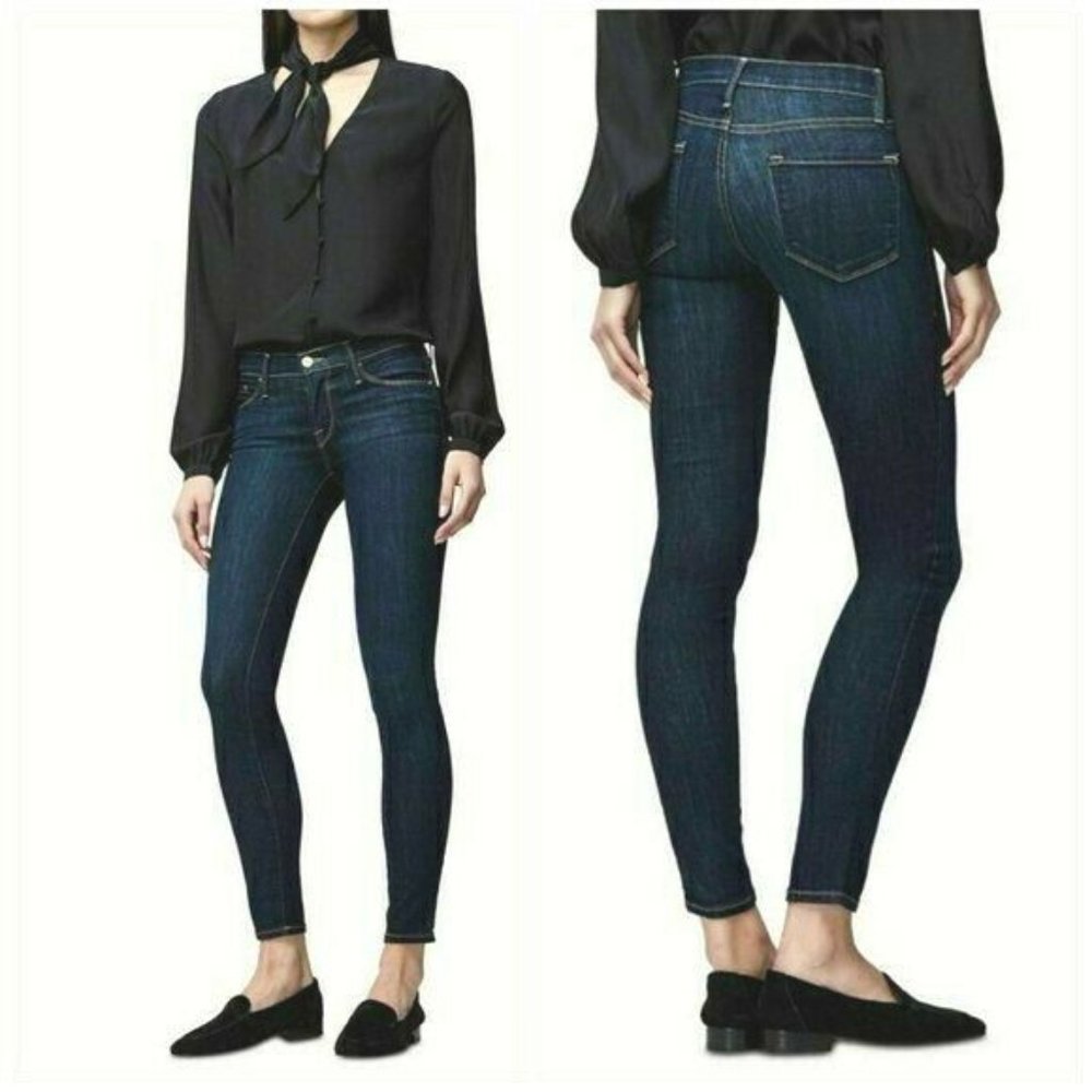 Frame Le‎ Skinny De Jeanne Queensway Jeans Pockets Stretch Cotton Blue Women 29
